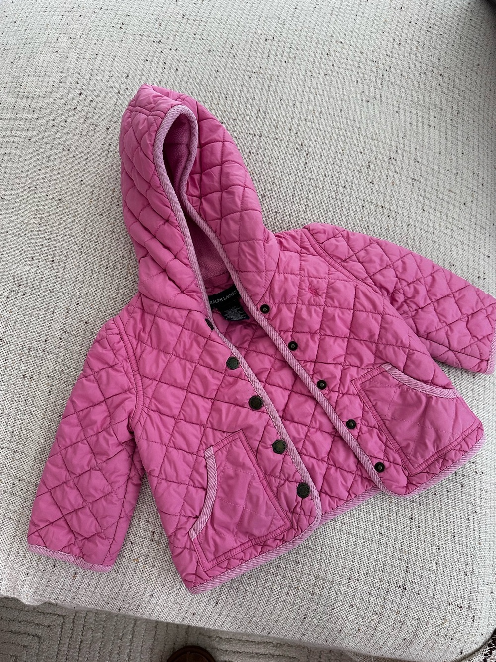 Ralph Lauren quilted pink baby hooded jacket